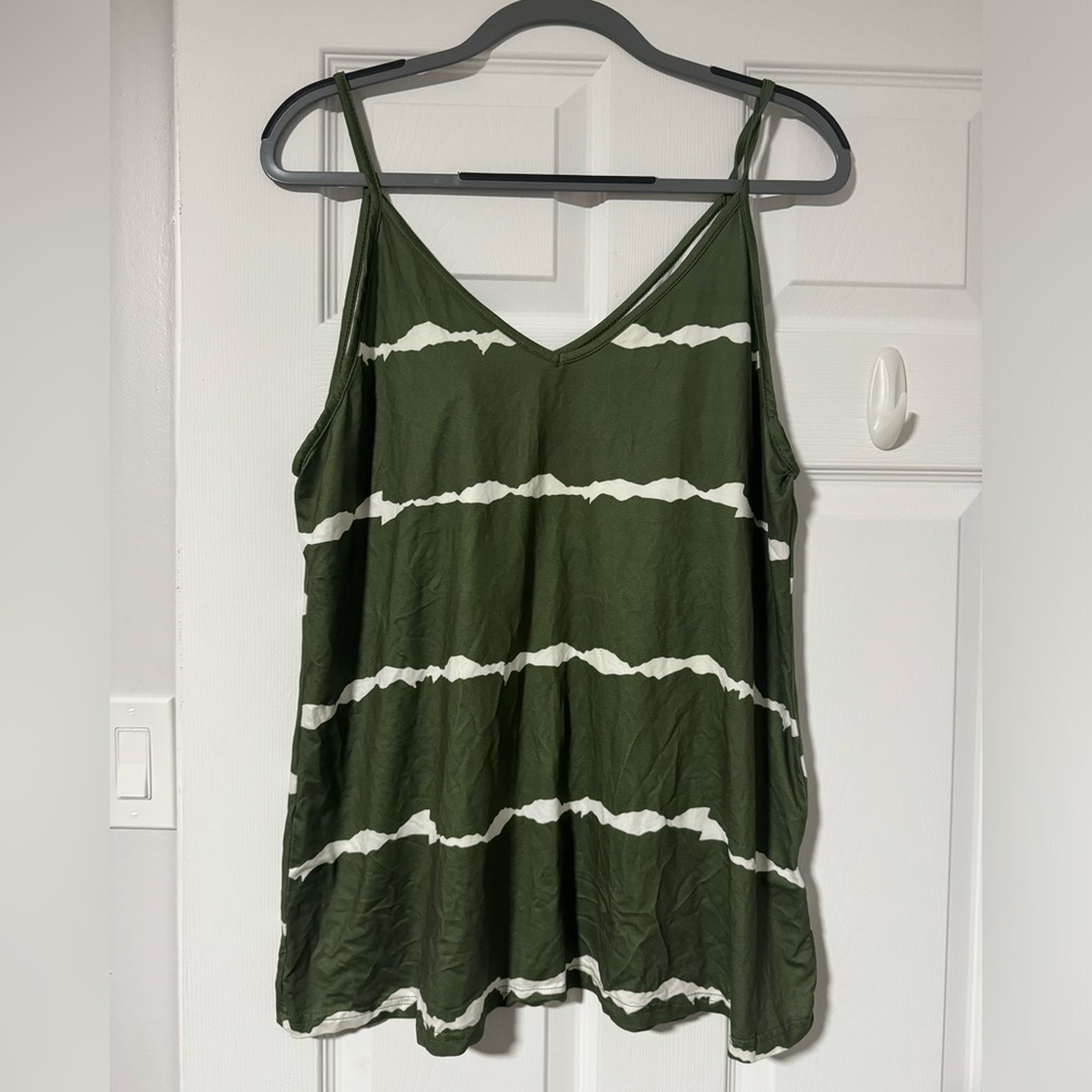 SHEIN Olive and White Striped Tank Top